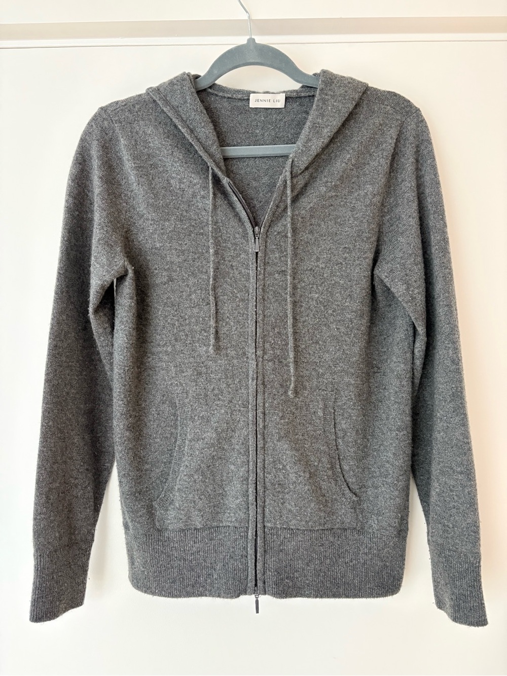 JENNIE LIU Women's 100% Pure Cashmere Long Sleeve Zip Hoodie Cardigan Sweater